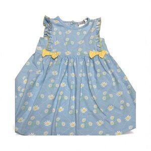 Ishtex Blue Floral Dress with Yellow Bows
